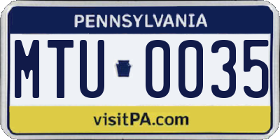 PA license plate MTU0035