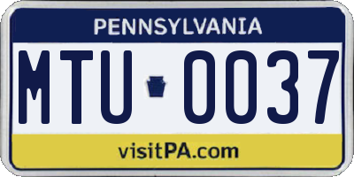 PA license plate MTU0037