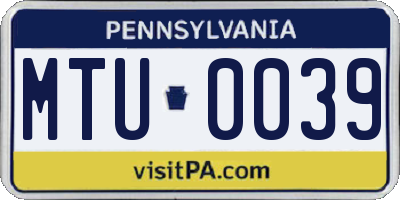 PA license plate MTU0039