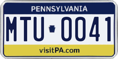 PA license plate MTU0041