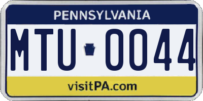 PA license plate MTU0044