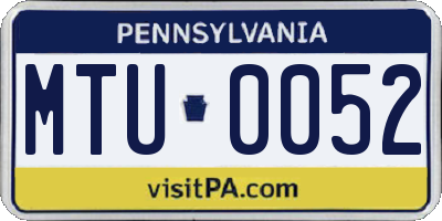 PA license plate MTU0052
