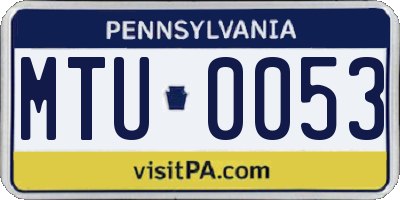 PA license plate MTU0053