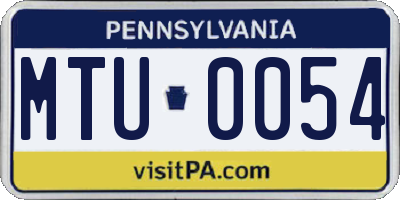 PA license plate MTU0054