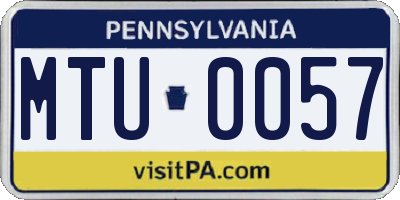 PA license plate MTU0057