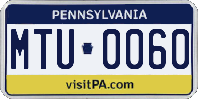 PA license plate MTU0060
