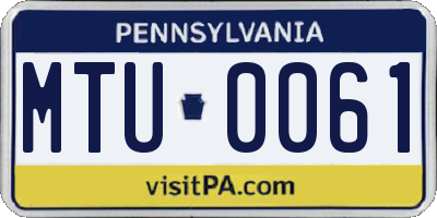 PA license plate MTU0061