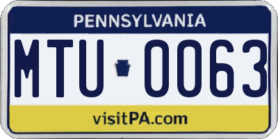 PA license plate MTU0063