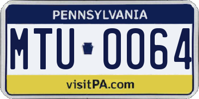 PA license plate MTU0064