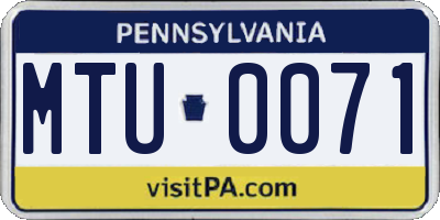 PA license plate MTU0071