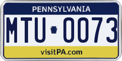 PA license plate MTU0073