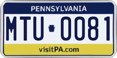 PA license plate MTU0081
