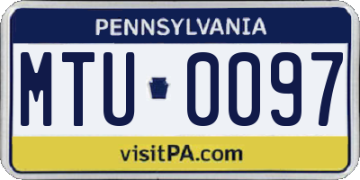 PA license plate MTU0097