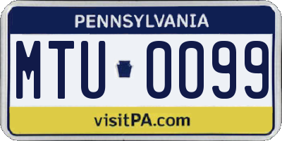 PA license plate MTU0099