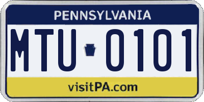 PA license plate MTU0101