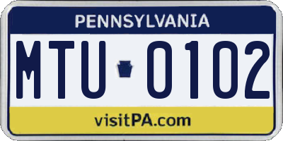 PA license plate MTU0102