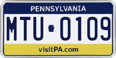 PA license plate MTU0109