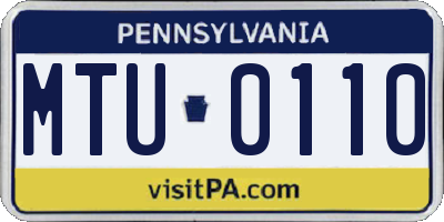 PA license plate MTU0110