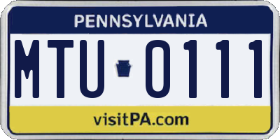 PA license plate MTU0111