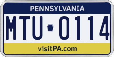 PA license plate MTU0114