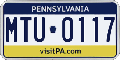 PA license plate MTU0117
