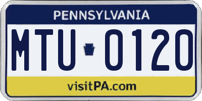 PA license plate MTU0120