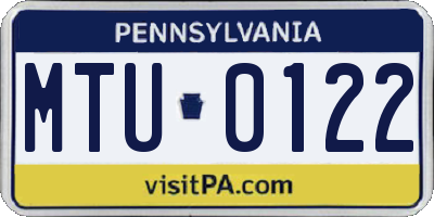 PA license plate MTU0122