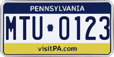 PA license plate MTU0123