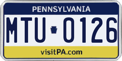 PA license plate MTU0126