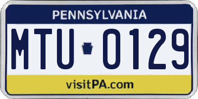 PA license plate MTU0129