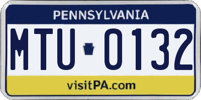 PA license plate MTU0132