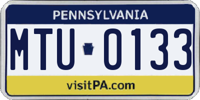 PA license plate MTU0133