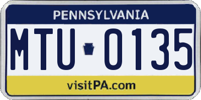 PA license plate MTU0135