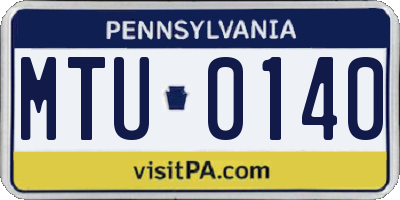 PA license plate MTU0140