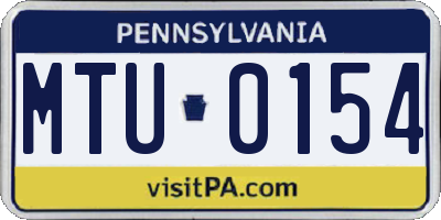 PA license plate MTU0154