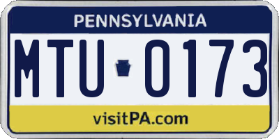 PA license plate MTU0173