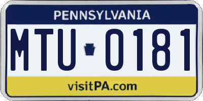 PA license plate MTU0181