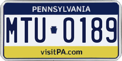 PA license plate MTU0189