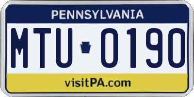 PA license plate MTU0190