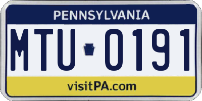 PA license plate MTU0191