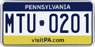 PA license plate MTU0201