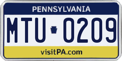 PA license plate MTU0209