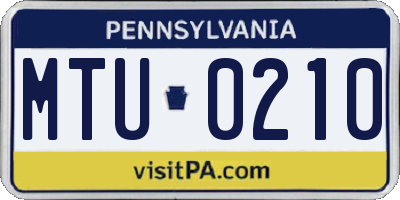 PA license plate MTU0210