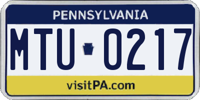 PA license plate MTU0217