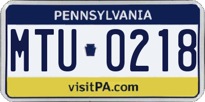 PA license plate MTU0218