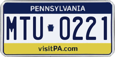 PA license plate MTU0221