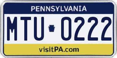 PA license plate MTU0222