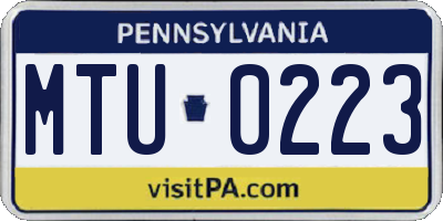 PA license plate MTU0223