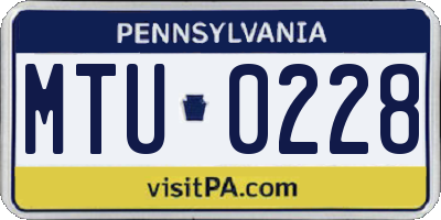 PA license plate MTU0228