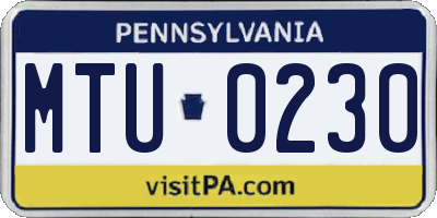 PA license plate MTU0230
